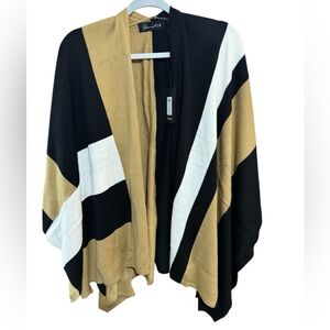 Parrish LA Stevie Poncho NWT Black White Camel OSFM